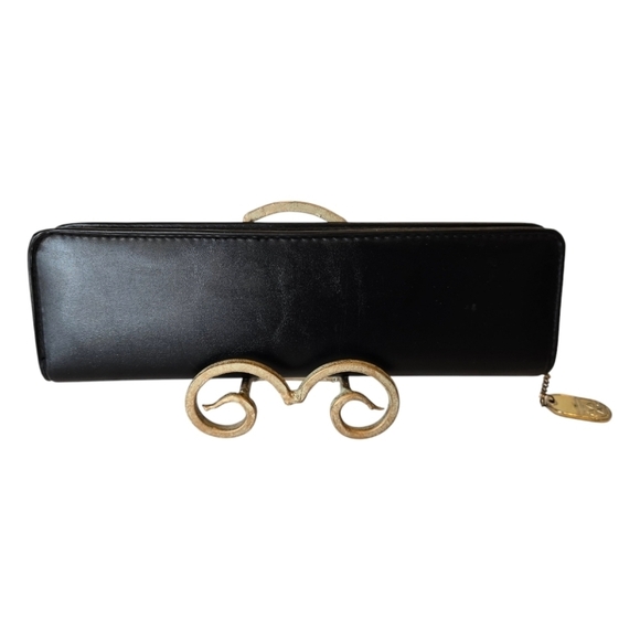 Christian Dior Vintage Black Leather Zip Around Cosmetic Brush Case - Picture 1 of 7
